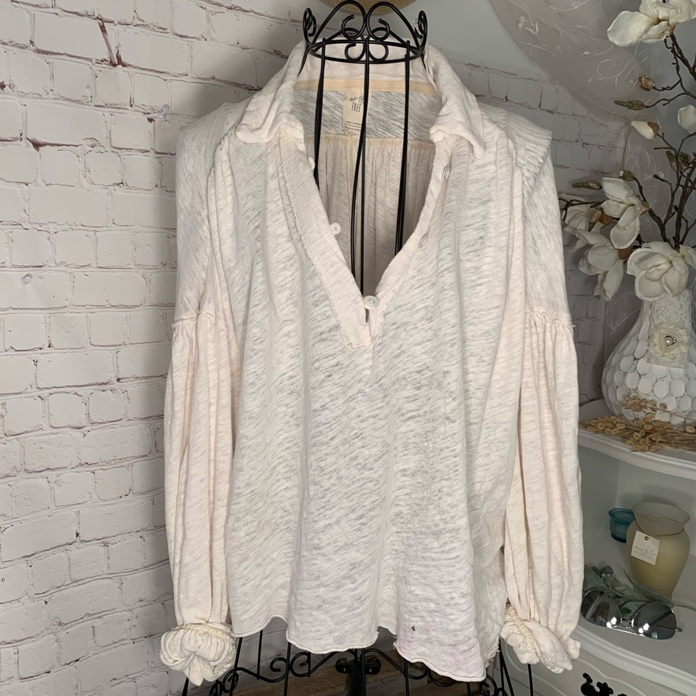 We the Free Balloon Sleeve V-Neck Top